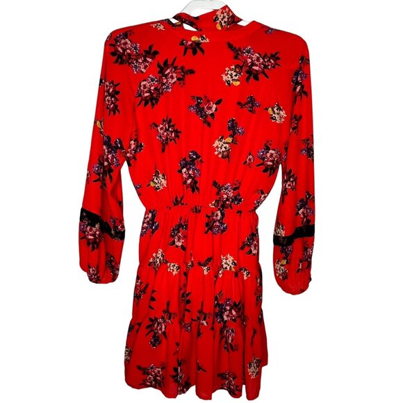 Gianni Bini Dress Womens Small Mini Floral Boho Cottage Red Casual Work GB Flare - Picture 10 of 12